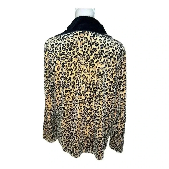 Vintage Y2K Liz Claiborne Women’s Large Animal Print Velour Pullover Jacket Top - Picture 3 of 6